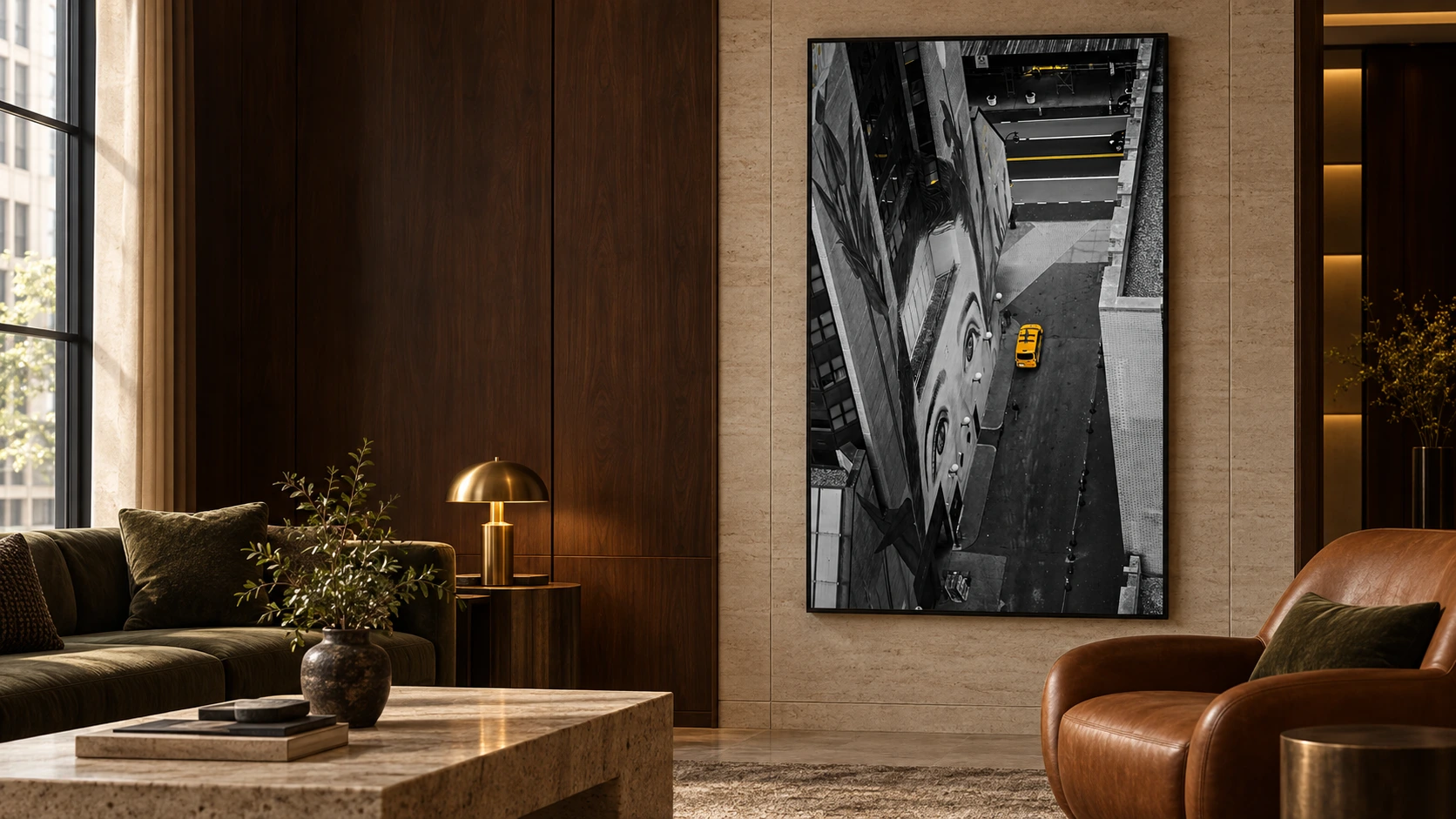 TAXI in a hotel lounge interior visualization